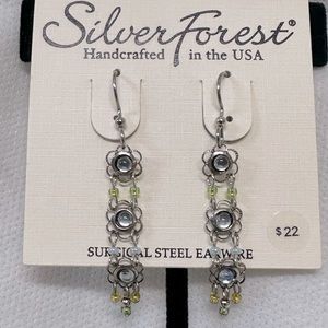 Silver Forest NWT silver dangle flowers w/multi color bead accent earrin…